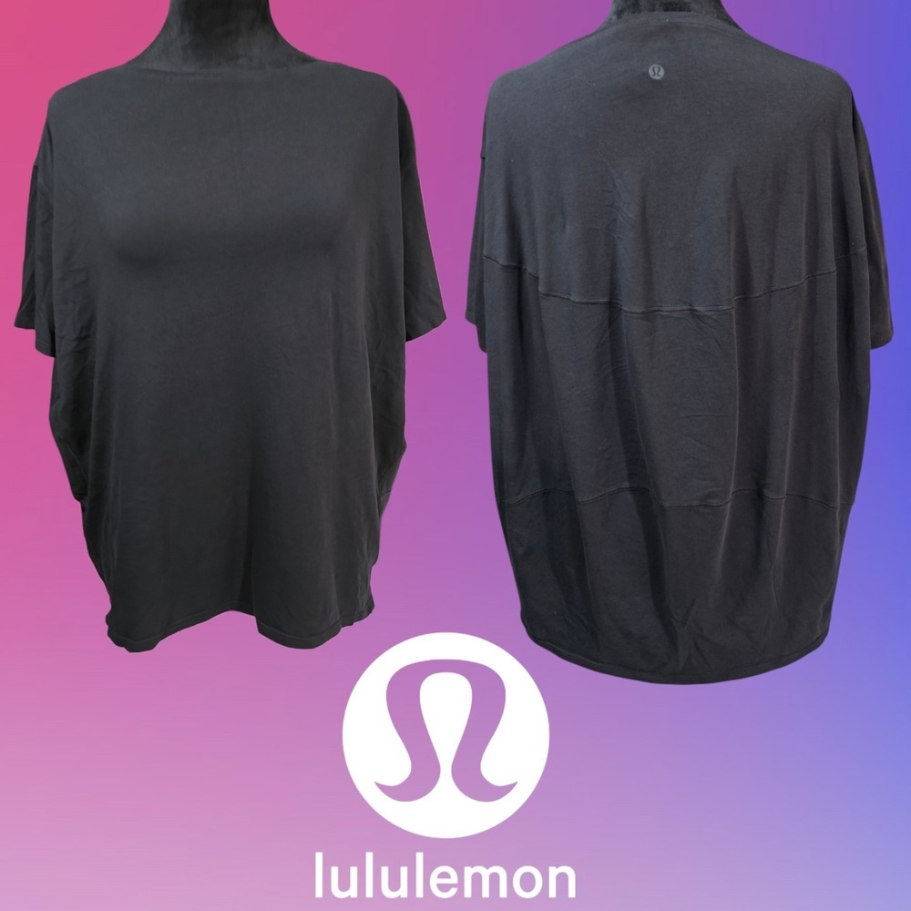 Lululemon Womens Back in Action Short Sleeve Pima Cotton Shirt Black 6